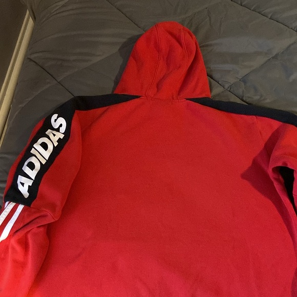 Boys XL Adidas hoodie Red with black and white detailing - Picture 7 of 7